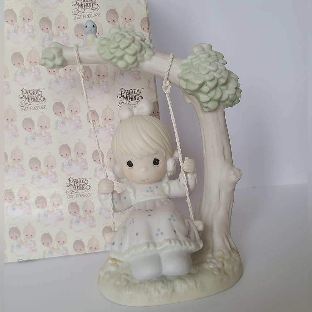Precious Moments Girl on Swing Warmest Thoughts Porcelain Collectible Figurine